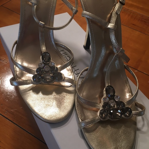 Calvin Klein metallic Gold & crystal sandals - Picture 2 of 5